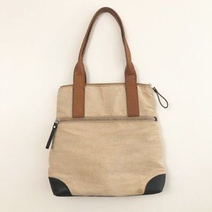 Fossil Canvas Tote with Leather Accents